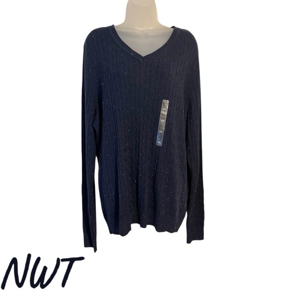 Kim Rogers Sweaters - NWT   NAVY SUPER SOFT!!  V-Neck Sweater PLUS 2X    #CL